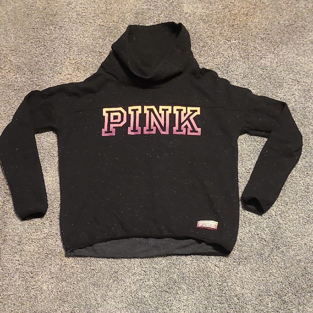PINK Victoria's Secret Black and Pink Cowl Neck Sweater